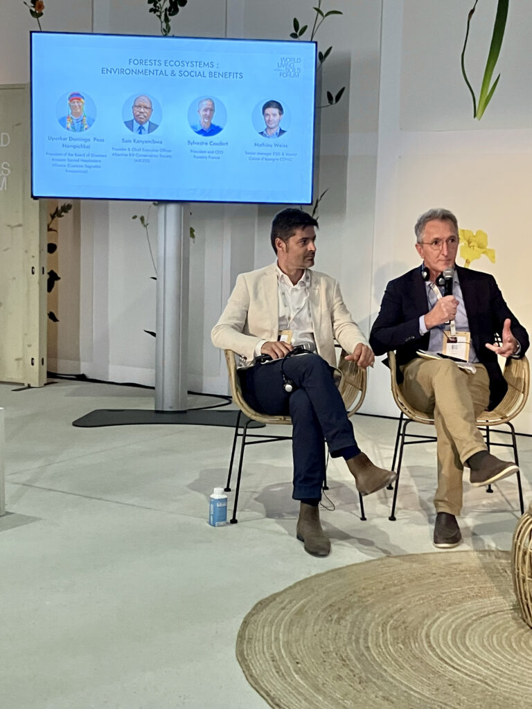 Sylvestre Coudert, PDG de Forestry France, prenant la parole lors de la session "Forest Ecosystems: Environmental & Social Benefits" au World Living Soils Forum, Arles, juin 202
